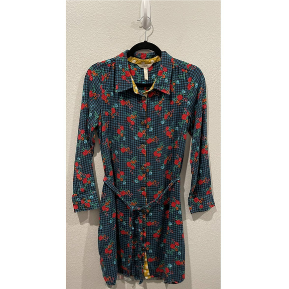 MATILDA JANE Fa La La Gingham Floral Shirt Mini Dress - Picture 3 of 10